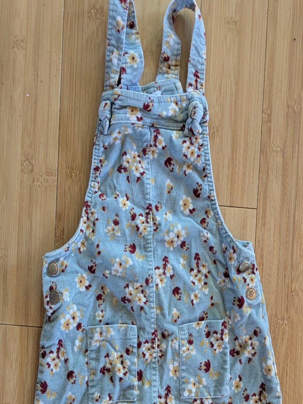 Floral corduroy overall dress with pockets - size 6